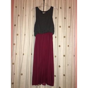 Long Maroon & Gray Dress